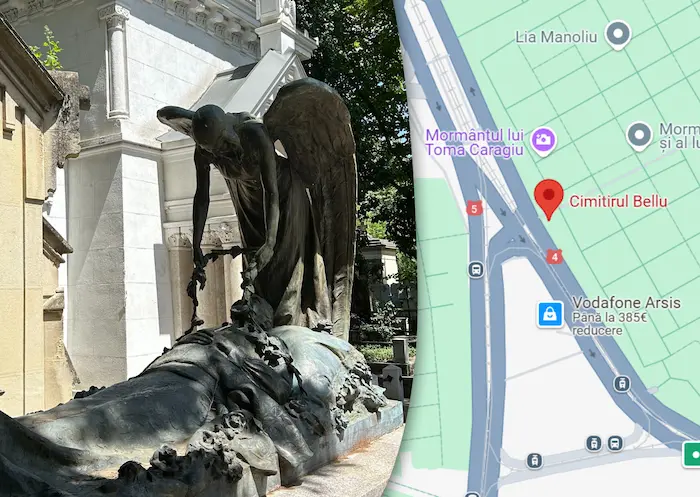 Ghid care arata un traseu pe harta unui grup cu trotinete